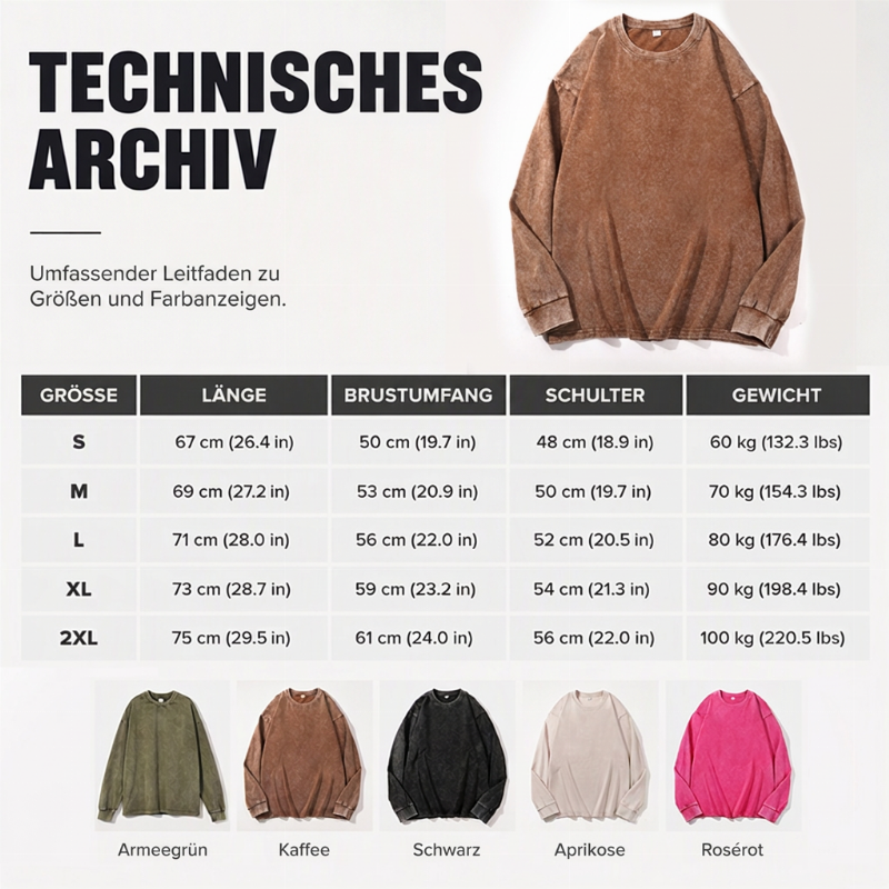 📢📢🎉✨Vintage gewaschenes Langarm-T-Shirt