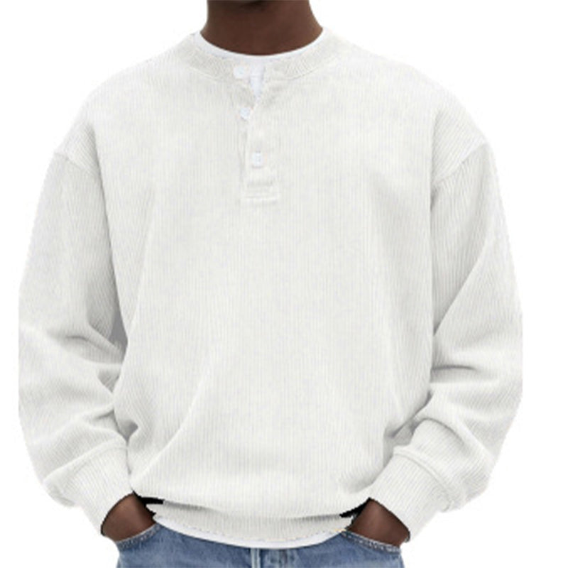 Lässiges Cord-Langarm-Henley-Shirt für Herren