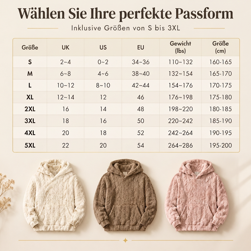Damen Oversize-Pullover mit Jacquard-Muster, Kapuze und Plüschfutter für Herbst und Winter