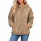 Damen Oversize-Pullover mit Jacquard-Muster, Kapuze und Plüschfutter für Herbst und Winter