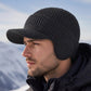 Winter-Strickmütze für Herren mit Schirm und Ohrenklappen