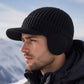 Winter-Strickmütze für Herren mit Schirm und Ohrenklappen
