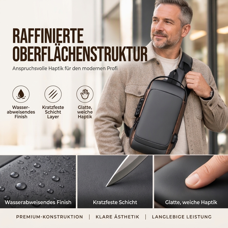 Diebstahlsichere Sling-Tasche mit USB-Ladeanschluss für Herren