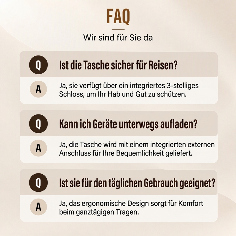Diebstahlsichere Sling-Tasche mit USB-Ladeanschluss für Herren