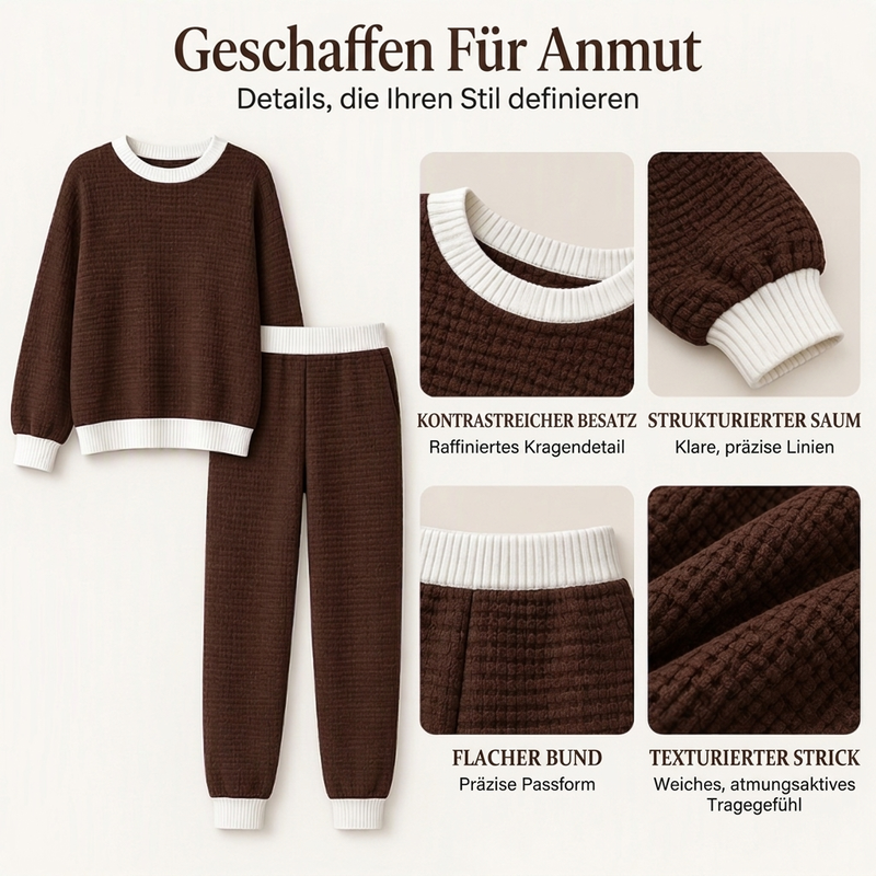 Freizeit 2-Teilig Waffelstrick Set für Damen