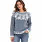 Locker sitzender Damen-Strickpullover mit Rundhalsausschnitt und Farbblock-Design