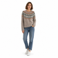 Locker sitzender Damen-Strickpullover mit Rundhalsausschnitt und Farbblock-Design