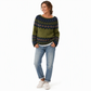 Locker sitzender Damen-Strickpullover mit Rundhalsausschnitt und Farbblock-Design