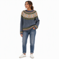 Locker sitzender Damen-Strickpullover mit Rundhalsausschnitt und Farbblock-Design
