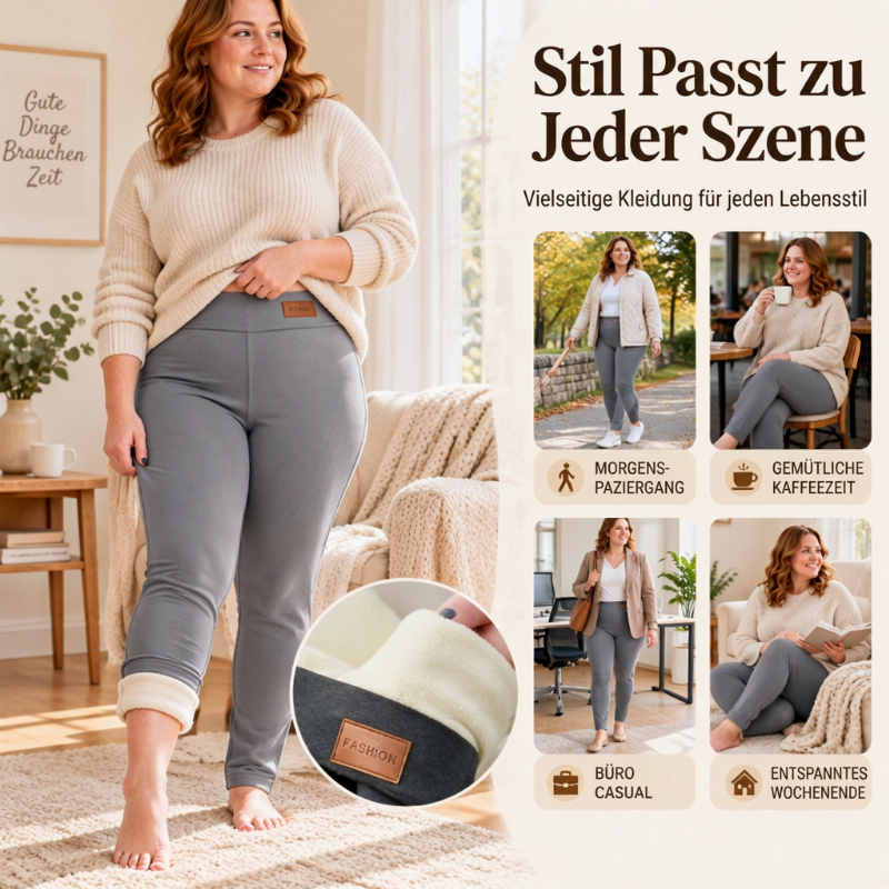 Damen Thermo-Leggings mit hoher Taille und Plüschfutter