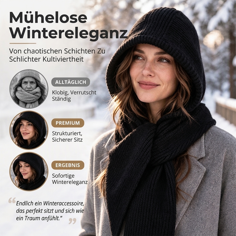 👍🧣 Vielseitig & praktisch, Alltag – Damen 2-in-1 Thermo-Strickschal mit Kapuze