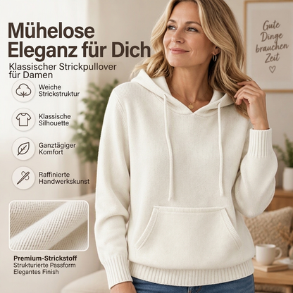Freizeit-Strickpullover mit Kapuze für Damen
