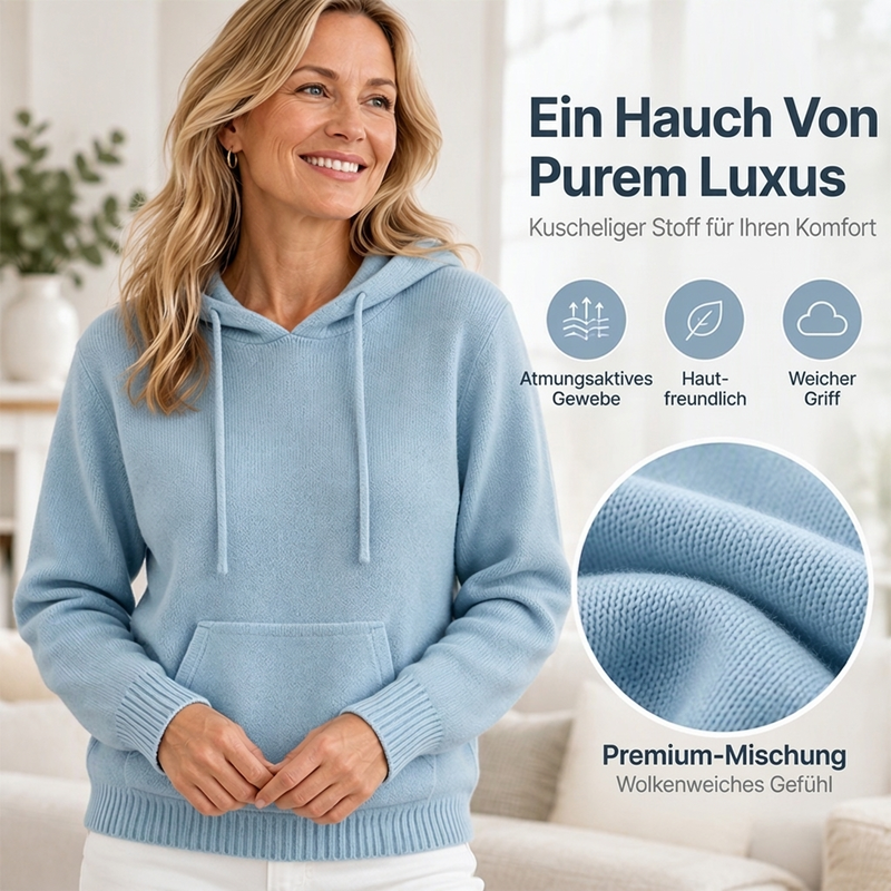 Freizeit-Strickpullover mit Kapuze für Damen