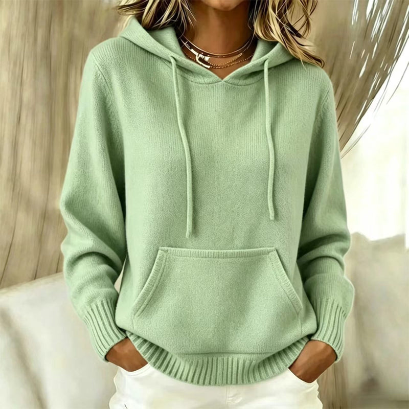 Freizeit-Strickpullover mit Kapuze für Damen