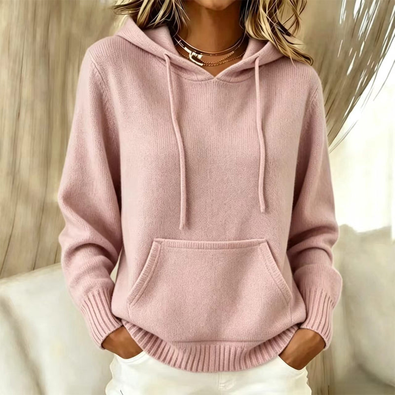 Freizeit-Strickpullover mit Kapuze für Damen