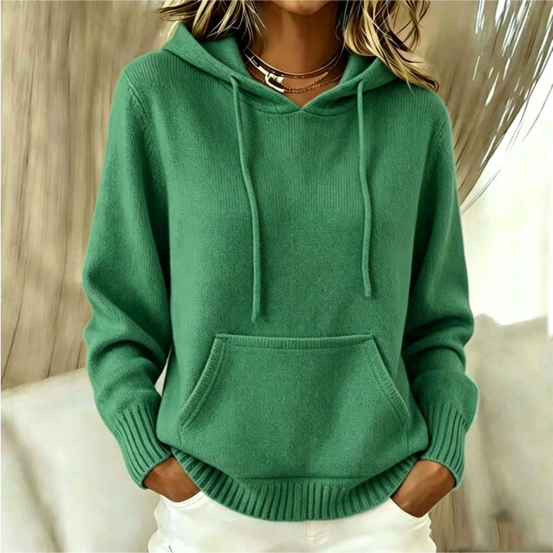 Freizeit-Strickpullover mit Kapuze für Damen