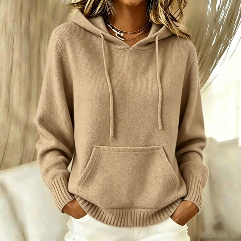 Freizeit-Strickpullover mit Kapuze für Damen