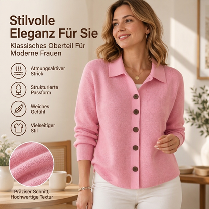 Damen Strickjacke mit Kragen und Knopfleiste