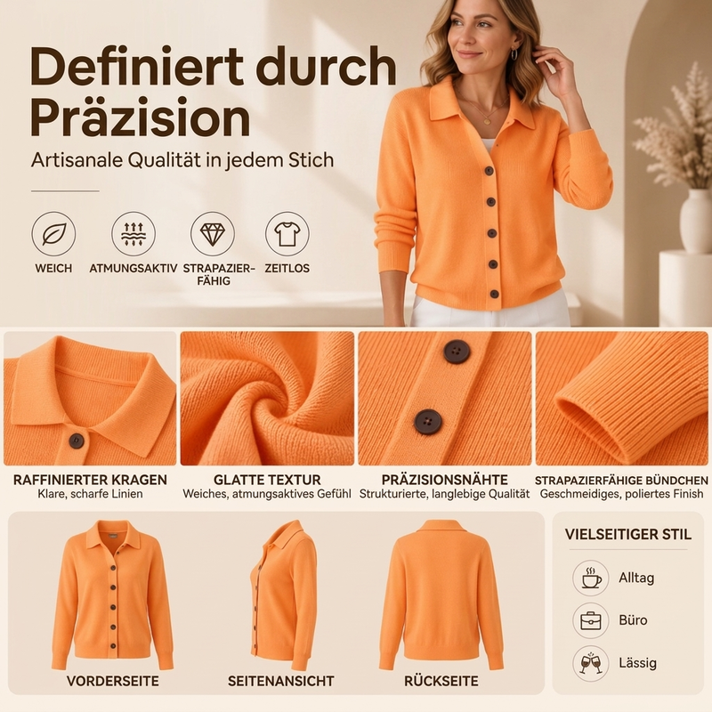 Damen Strickjacke mit Kragen und Knopfleiste