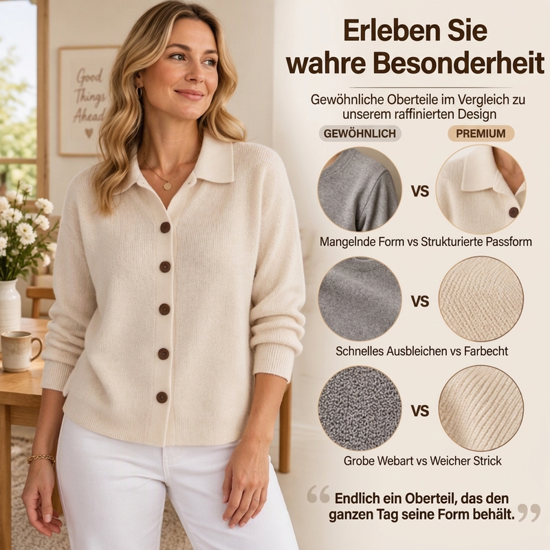 Damen Strickjacke mit Kragen und Knopfleiste