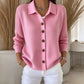 Damen Strickjacke mit Kragen und Knopfleiste
