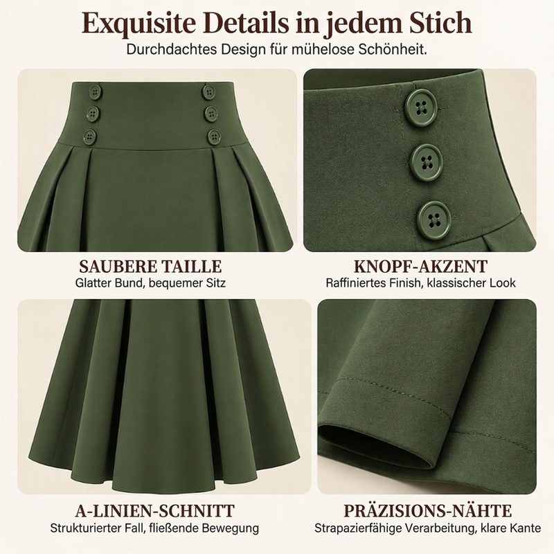 ⭐👗Beliebt | Elegante Falten, Alltag & Date – Damen Midirock mit hoher Taille und Faltenwurf