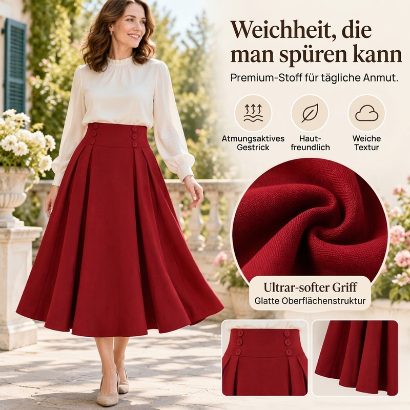 ⭐👗Beliebt | Elegante Falten, Alltag & Date – Damen Midirock mit hoher Taille und Faltenwurf