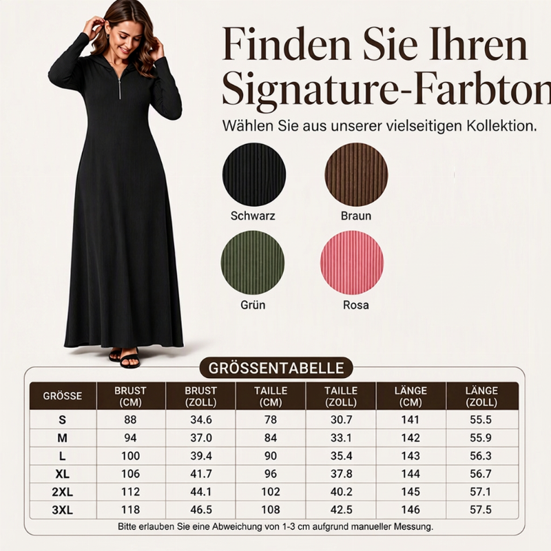 📢📢🎉✨Damen geripptes Kapuzen-Maxikleid