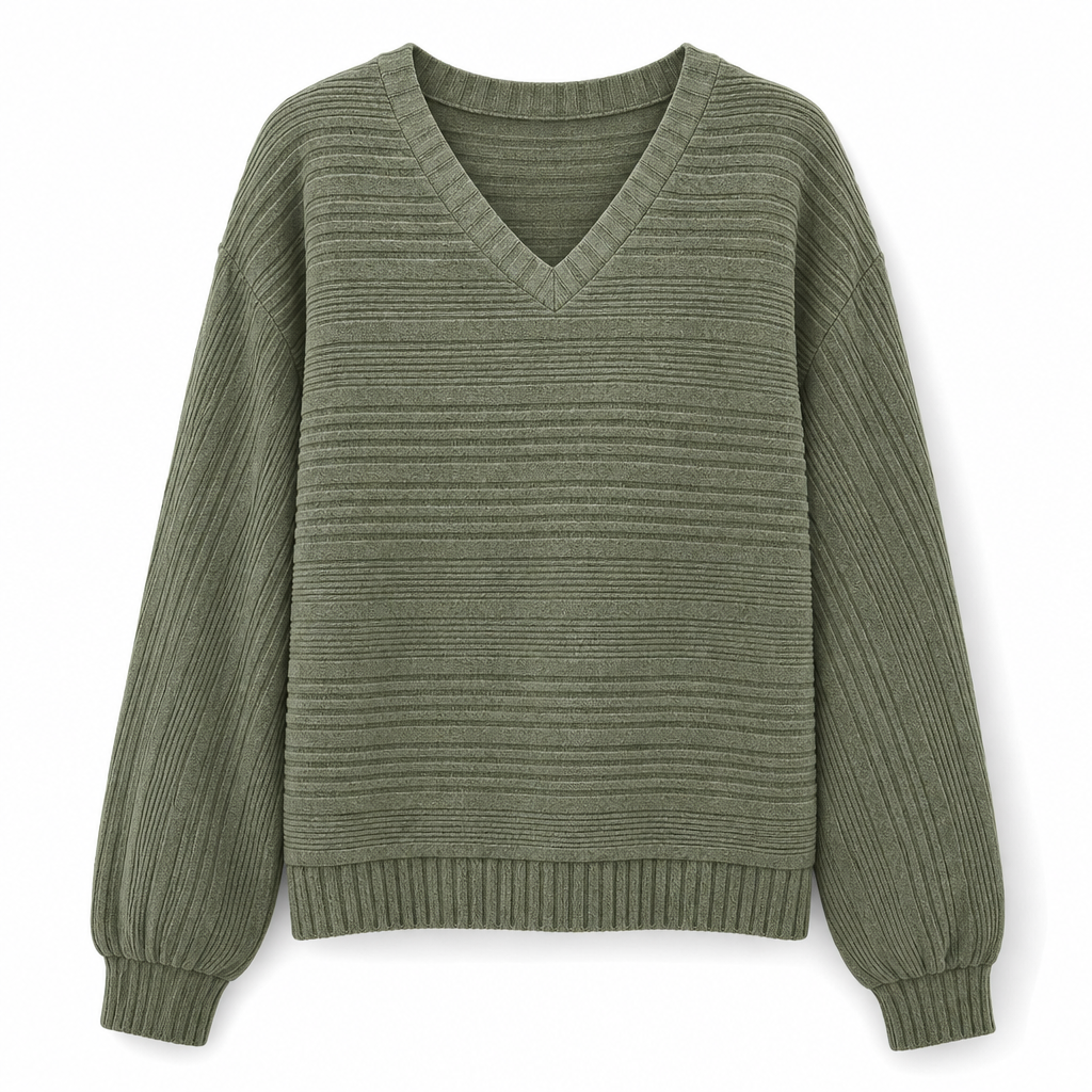 Freizeit-Langarmshirt mit V-Ausschnitt für Damen