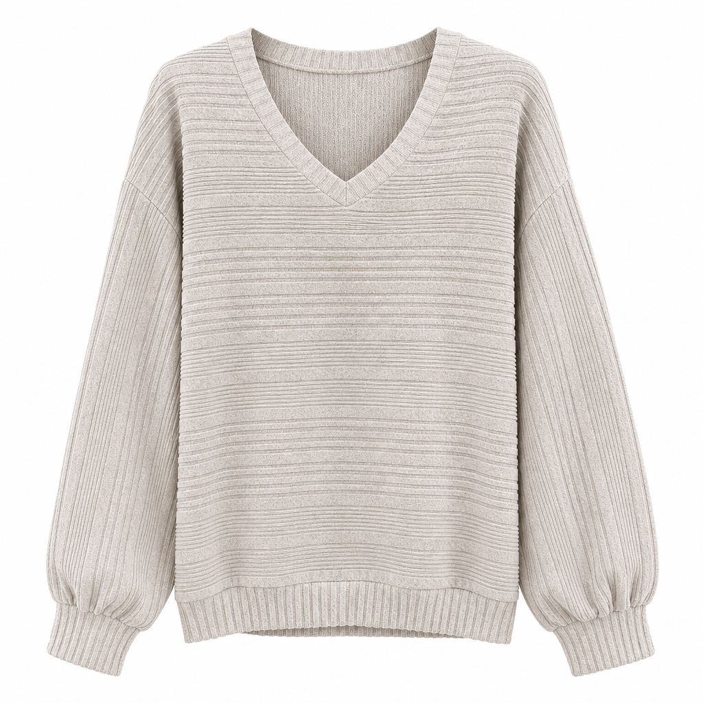 Freizeit-Langarmshirt mit V-Ausschnitt für Damen