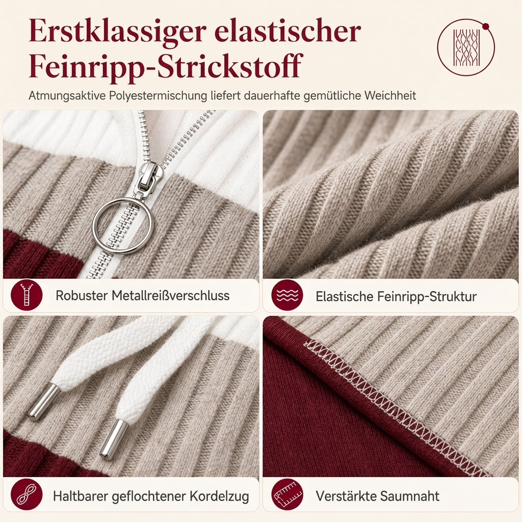 Damen Übergrößen Color Block Halbreißverschluss Kordelzug Kapuzen-Sweatshirt