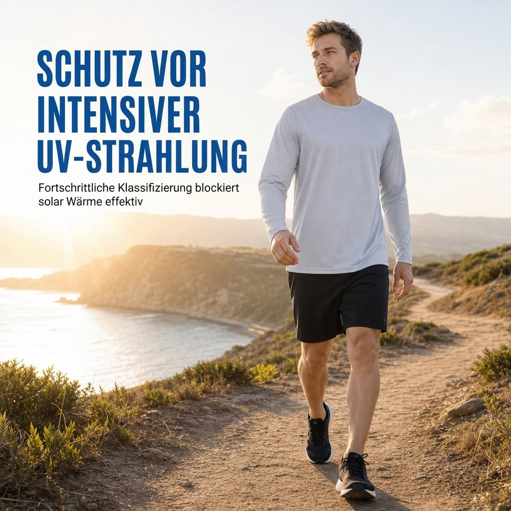 Herren Schnell Trocknend Rundhals Langarmshirt