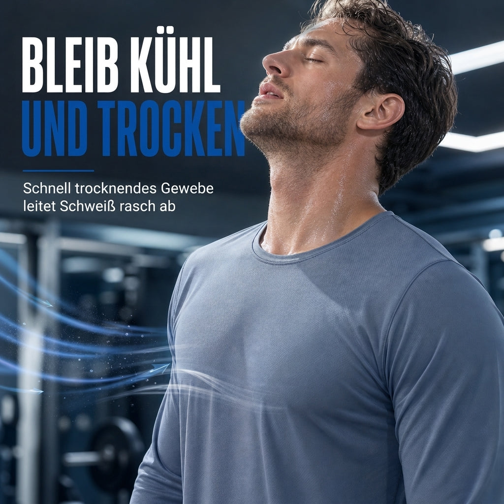 Herren Schnell Trocknend Rundhals Langarmshirt