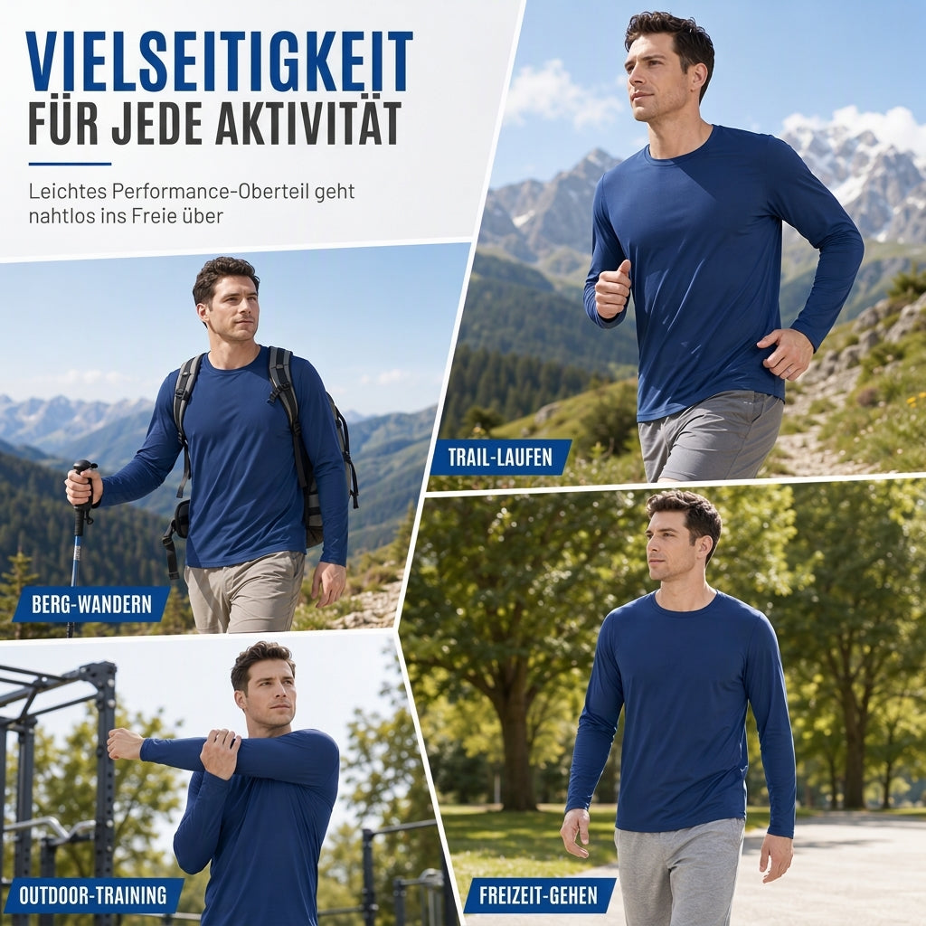 Herren Schnell Trocknend Rundhals Langarmshirt