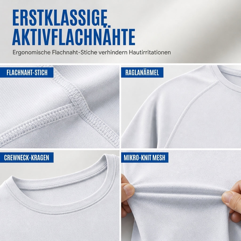 Herren Schnell Trocknend Rundhals Langarmshirt
