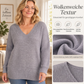 Damen Übergröße V-Ausschnitt Strickpullover