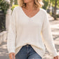 Damen Übergröße V-Ausschnitt Strickpullover