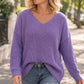 Damen Übergröße V-Ausschnitt Strickpullover