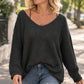 Damen Übergröße V-Ausschnitt Strickpullover