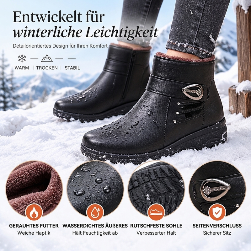 Damen Winterstiefel aus PU-Leder mit Plüschfutter
