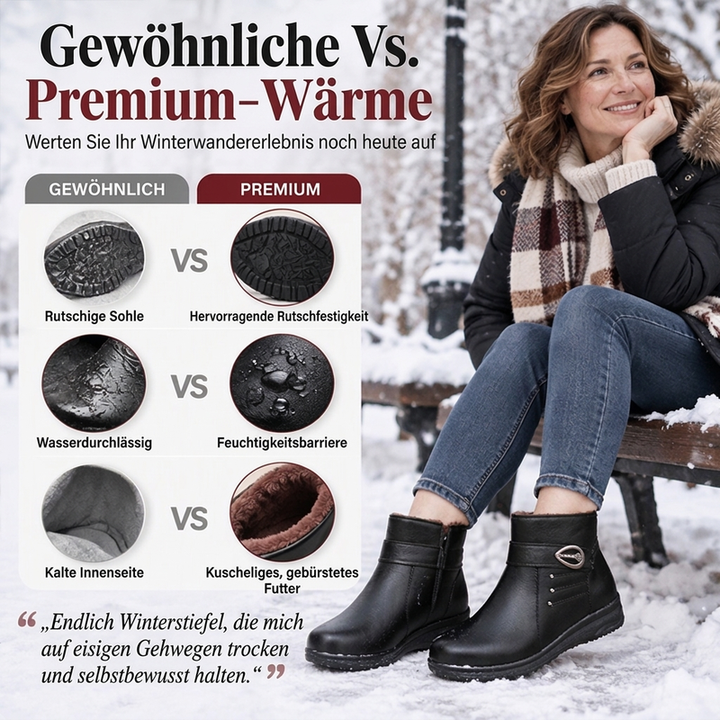 Damen Winterstiefel aus PU-Leder mit Plüschfutter