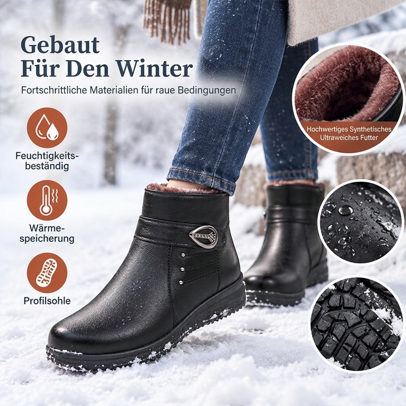 Damen Winterstiefel aus PU-Leder mit Plüschfutter