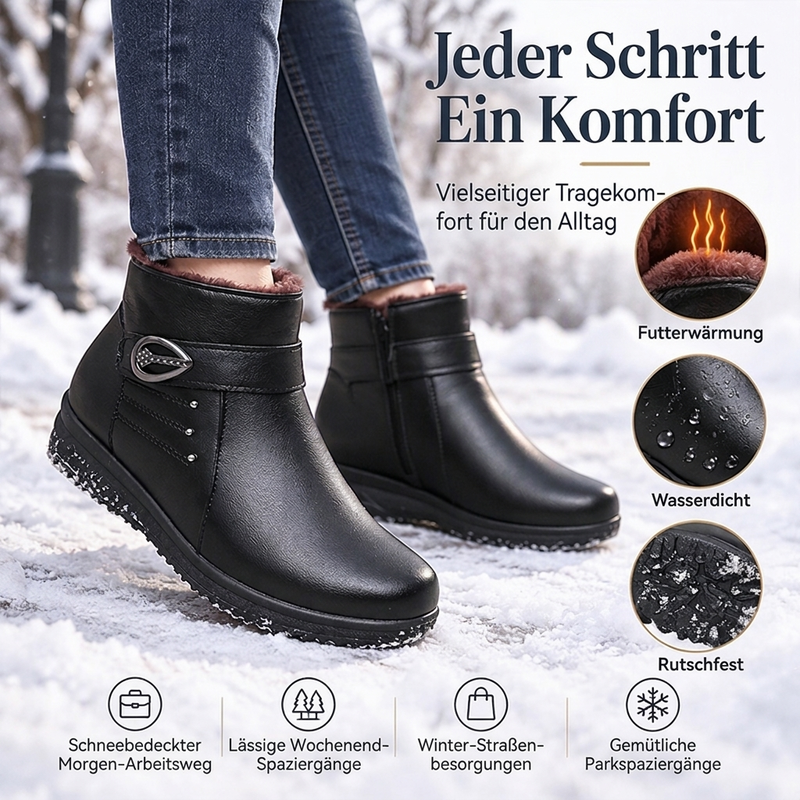 Damen Winterstiefel aus PU-Leder mit Plüschfutter