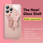 Плосък стъклен капак с 3D модел на пеперуда, съвместим с iPhone